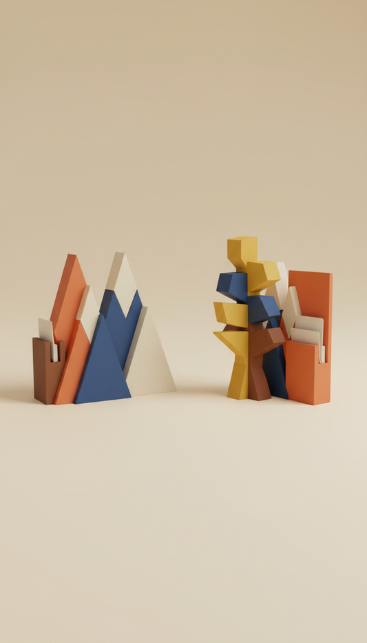 Coppia fermalibri 3D stampati a tema retrò