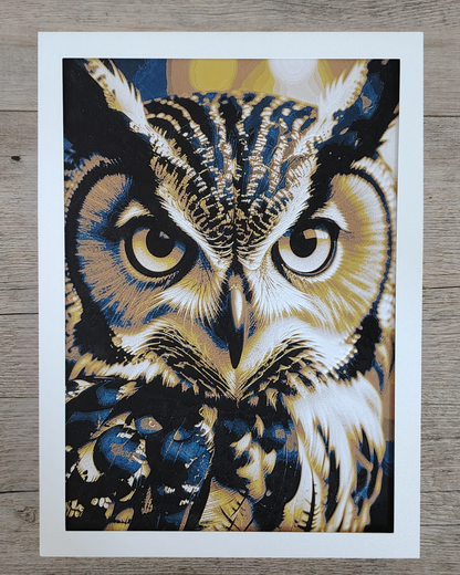 Quadro 3D Gufo Blu - Stampa HueForge