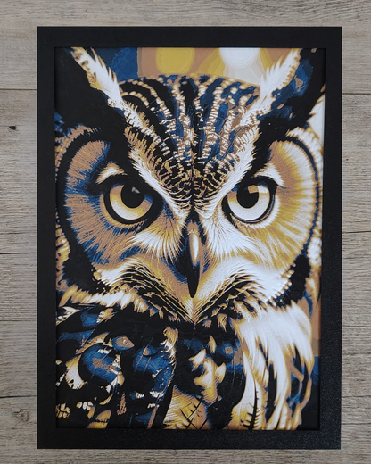 Quadro 3D Gufo Blu - Stampa HueForge