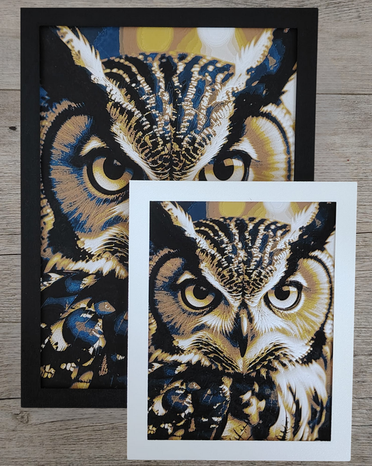 Quadro 3D Gufo Blu - Stampa HueForge