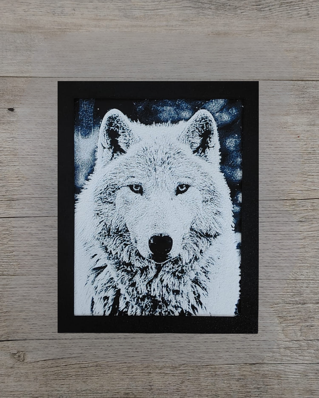 Quadro 3D Lupo Artico - Stampa HueForge