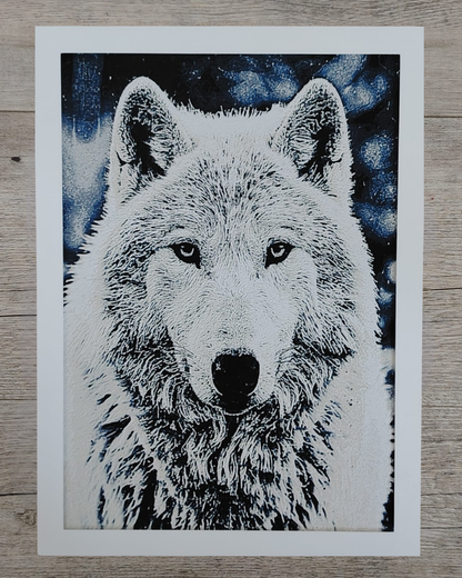 Quadro 3D Lupo Artico - Stampa HueForge