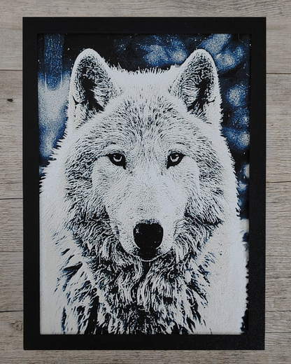 Quadro 3D Lupo Artico - Stampa HueForge