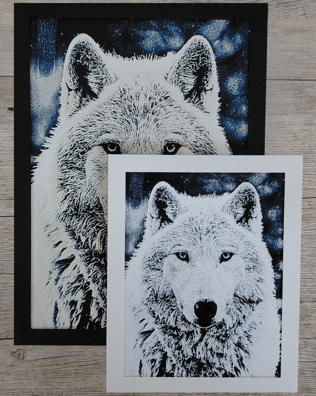 Quadro 3D Lupo Artico - Stampa HueForge