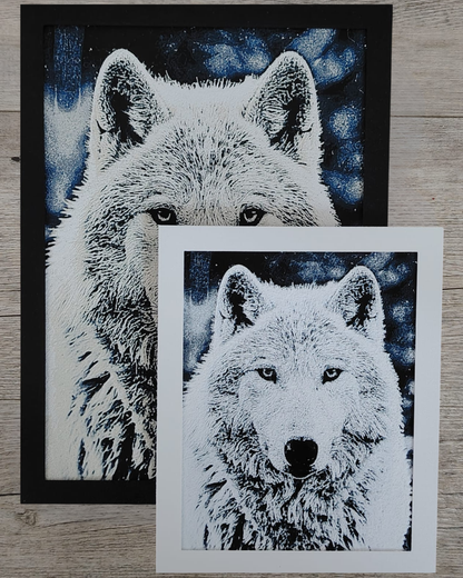 Quadro 3D Lupo Artico - Stampa HueForge