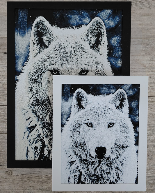 Quadro 3D Lupo Artico - Stampa HueForge