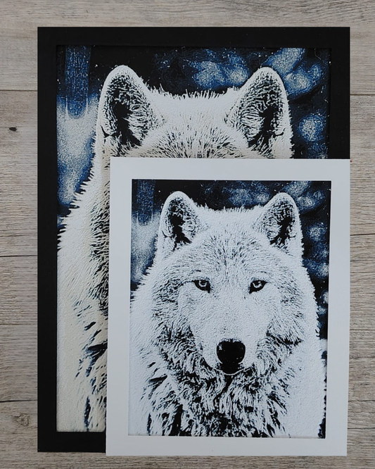 Quadro 3D Lupo Artico - Stampa HueForge